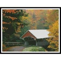 Artecy Cross Stitch Autumn Covered Bridge 10527 Cross Stitch Chart Hard Copy