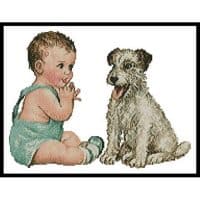 Artecy Cross Stitch Baby and Dog 14086 Cross Stitch Chart Hard Copy