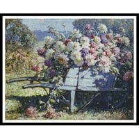 Artecy Cross Stitch Barrow of Blooms 12353 Cross Stitch Chart Hard Copy