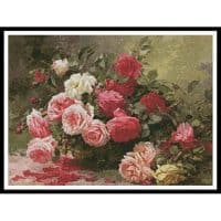 Artecy Cross Stitch Basket of Roses Painting 13618 Cross Stitch Chart Hard Copy