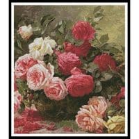 Artecy Cross Stitch Basket of Roses Painting Crop 13619 Cross Stitch Chart Hard Copy