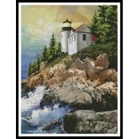 Artecy Cross Stitch Bass Harbor Lighthouse Painting 13911 PFLD Cross Stitch Chart Hard Copy