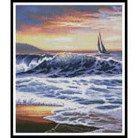 Artecy Cross Stitch Beach Sunset Lighthouse Crop 13360 MGL Cross Stitch Chart Hard Copy
