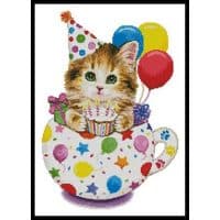 Artecy Cross Stitch Birthday Kitty Cup 12321 KH Cross Stitch Chart Hard Copy