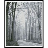 Artecy Cross Stitch Black and White Road through Trees Mini 12633 Cross Stitch Chart Hard Copy