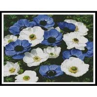 Artecy Cross Stitch Blue and White Flowers 13025 Cross Stitch Chart Hard Copy