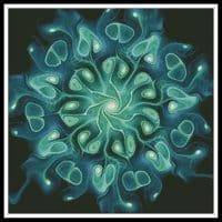 Artecy Cross Stitch Blue Green Abstract Flower 11905 Cross Stitch Chart Hard Copy
