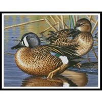 Artecy Cross Stitch Blue Winged Teal Ducks 13714 JQ Cross Stitch Chart Hard Copy