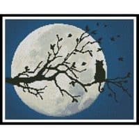 Artecy Cross Stitch Cat in the Moonlight 13183 Cross Stitch Chart Hard Copy