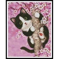 Artecy Cross Stitch Cherry Blossom Cat 11976 KH Cross Stitch Chart Hard Copy