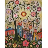 Artecy Cross Stitch Collage Tree Village 14224 ARTL Cross Stitch Chart Hard Copy