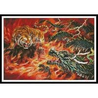 Artecy Cross Stitch Dragon and Tiger in the Fire 10730 KH Cross Stitch Chart Hard Copy