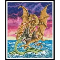 Artecy Cross Stitch Dragon Battle 10120 GG Cross Stitch Chart Hard Copy