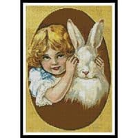 Artecy Cross Stitch Easter Bunny and Girl 11015 Cross Stitch Chart Hard Copy