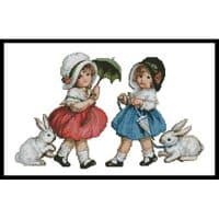 Artecy Cross Stitch Easter Girls 11407 Cross Stitch Chart Hard Copy