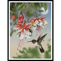Artecy Cross Stitch Fuschia and Hummingbird 11003 PFLD Cross Stitch Chart Hard Copy