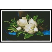 Artecy Cross Stitch Giant Magnolias on Blue Velvet 10004 Cross Stitch Chart Hard Copy