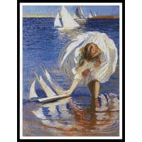 Artecy Cross Stitch Girl with a Sailboat 10477 Cross Stitch Chart Hard Copy