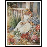 Artecy Cross Stitch Girl with Flowers Large 12382 CYPRS Cross Stitch Chart Hard Copy
