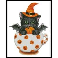 Artecy Cross Stitch Halloween Kitty Cup 12283 KH Cross Stitch Chart Hard Copy