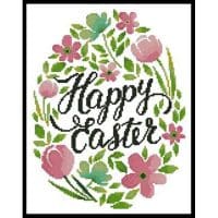 Artecy Cross Stitch Happy Easter Floral Egg Pink 13915 Cross Stitch Chart Hard Copy