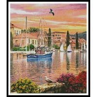 Artecy Cross Stitch Harbour Sunset Crop 1 13161 MGL Cross Stitch Chart Hard Copy