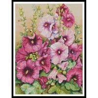 Artecy Cross Stitch Hollyhocks in Evening Glow 14078 ARTL Cross Stitch Chart Hard Copy