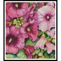 Artecy Cross Stitch Hollyhocks in Evening Glow Crop 14079 ARTL Cross Stitch Chart Hard Copy