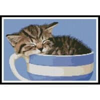 Artecy Cross Stitch Kitten in a Tea Cup 10170 MGL Cross Stitch Chart Hard Copy
