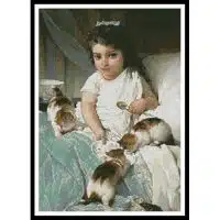 Artecy Cross Stitch Kittens and Girl 10325 Cross Stitch Chart Hard Copy