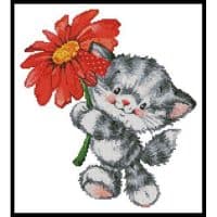 Artecy Cross Stitch Kitty Flower 11965 LF Cross Stitch Chart Hard Copy