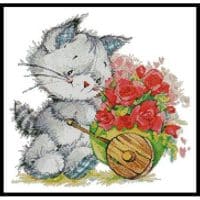 Artecy Cross Stitch Kitty with Cart 12799 LF Cross Stitch Chart Hard Copy