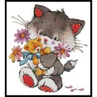 Artecy Cross Stitch Kitty with Presents 12473 LF Cross Stitch Chart Hard Copy