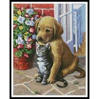 Artecy Cross Stitch Labrador Pup and Kitten 12033 INT Cross Stitch Chart Hard Copy