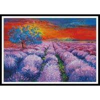 Artecy Cross Stitch Lavender Field Sunset 13249 Cross Stitch Chart Hard Copy