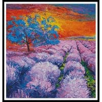 Artecy Cross Stitch Lavender Field Sunset Crop 13236 Cross Stitch Chart Hard Copy