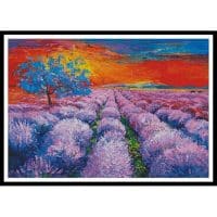 Artecy Cross Stitch Lavender Field Sunset Large 13250 Cross Stitch Chart Hard Copy