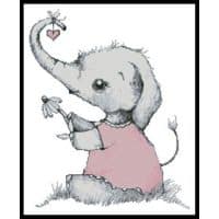 Artecy Cross Stitch Little Girl Daisy Elephant 13427 MP Cross Stitch Chart Hard Copy