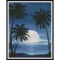 Artecy Cross Stitch Moonlight with Palm Trees 10413 Cross Stitch Chart Hard Copy