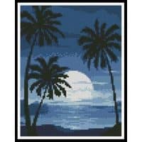Artecy Cross Stitch Moonlight with Palm Trees Mini 11077 Cross Stitch Chart Hard Copy