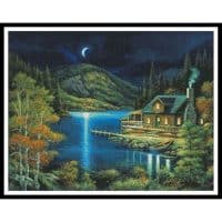 Artecy Cross Stitch Moonlit Cabin Large 12702 ARTL Cross Stitch Chart Hard Copy