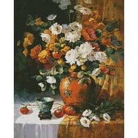 Artecy Cross Stitch Mums and Persimmons Mini 14476 MJ Cross Stitch Chart Hard Copy