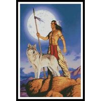 Artecy Cross Stitch Native American and Wolf 10298 MGL Cross Stitch Chart Hard Copy
