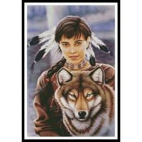Artecy Cross Stitch Native American Maiden and Wolf 12513 INT Cross Stitch Chart Hard Copy