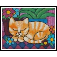 Artecy Cross Stitch Orange Tabby Cat 11358 Cross Stitch Chart Hard Copy