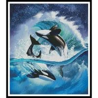 Artecy Cross Stitch Orca Wave Crop 14008 JQ Cross Stitch Chart Hard Copy