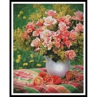 Artecy Cross Stitch Peach Roses 11352 INT Cross Stitch Chart Hard Copy