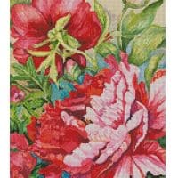 Artecy Cross Stitch Peonies in Shades of Red Crop 14192 ARTL Cross Stitch Chart Hard Copy