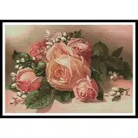 Artecy Cross Stitch Pink and Apricot Roses  11554 Cross Stitch Chart Hard Copy