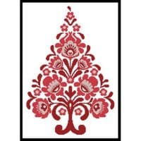 Artecy Cross Stitch Polish Folk Art Christmas Tree Red 13343 JP Cross Stitch Chart Hard Copy